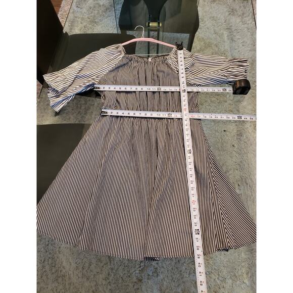 NY Collection Stripe Drawstring Dress Women Size 2X Black White Off the Shoulder - Picture 14 of 14